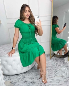 Vestido Ciganinha Verde Bandeira Manga Curta - Alice - comprar online