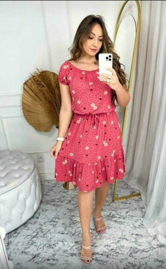 Vestido Blusê Ciganinha Floral Rosa Queimado - Aline na internet