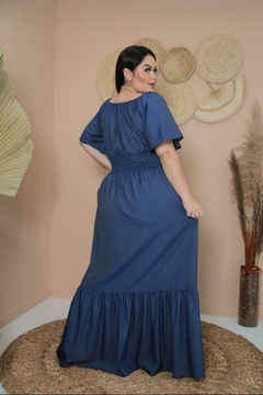 Vestido Plus Size Longo Jeans Manga Flare - Rafaela - comprar online
