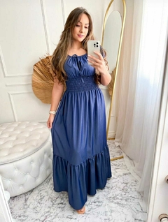 Vestido Ciganinha Longo Jeans Manga Curta - Juliana - comprar online