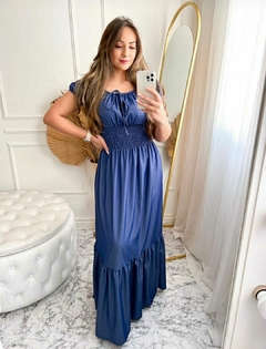 Vestido Ciganinha Longo Jeans Manga Curta - Juliana - loja online