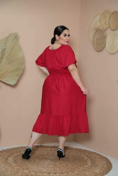 Vestido Mídi Ciganinha Plus Size Manga Flare Vermelho - Gabriela - comprar online