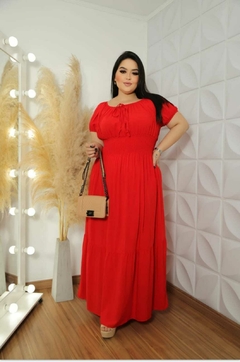 Vestido Longo Ciganinha Plus Size Vermelho - Suzana