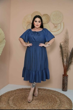 Vestido Mídi Ciganinha Plus Size Jeans Manga Flare - Gabriela - loja online