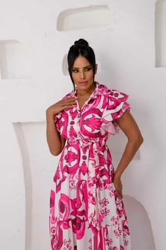 Vestido Maxi Mídi Crepe Duna Pink-Cristina