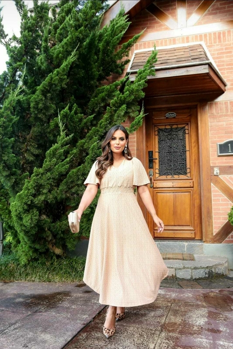 Vestido Maxi Mídi Nude Malha Laise - Giovana