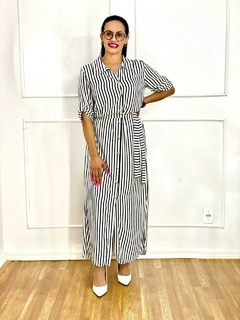 Vestido Chemise Listrada Em Viscolinho - Isadora - comprar online