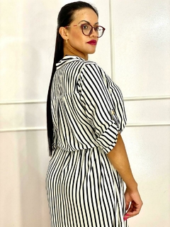 Vestido Chemise Listrada Em Viscolinho - Isadora - A Vitoriosa Moda Feminina Modesta 