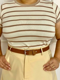 Imagem do Blusa Listrada Marron em Viscolaycra - Cíntia