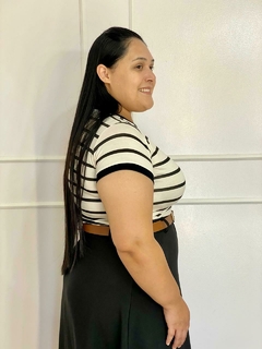 Imagem do Blusa Listrada Preta em Viscolaycra - Cíntia