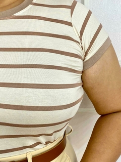 Blusa Listrada Marron em Viscolaycra - Cíntia