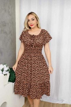 Vestido Ciganinha Mídi Manga Flare Animal Print Mini- Luana - comprar online