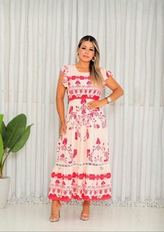 Vestido Mídi Viscolinho Estampado - Julia