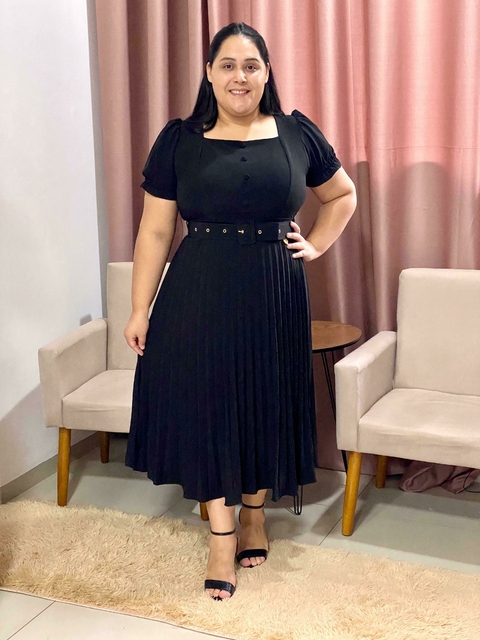 Vestido Preto Plissado - Paula - comprar online