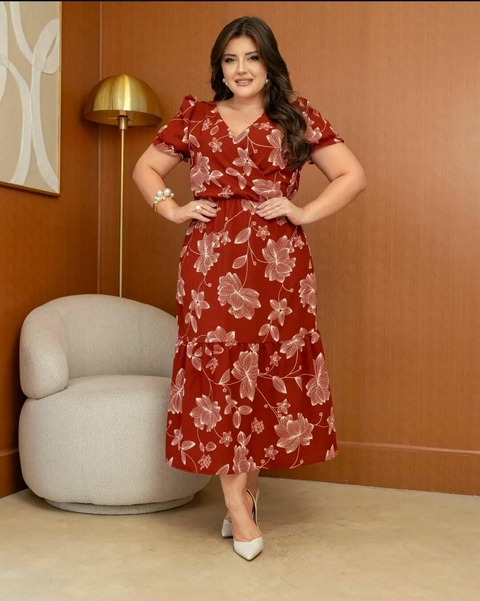 Vestido Midi Evase em Crepe Premium - Jordana