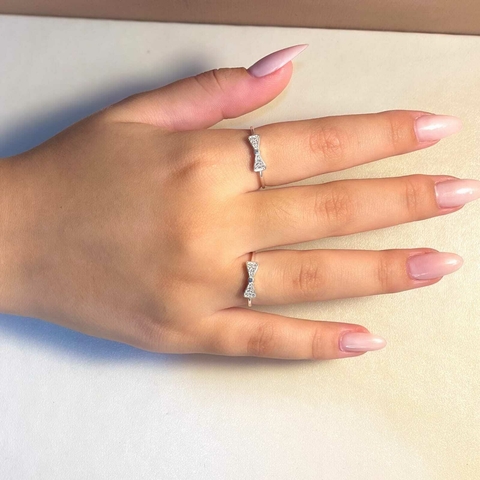 Anel de prata 925 laço com micro zircônia - comprar online