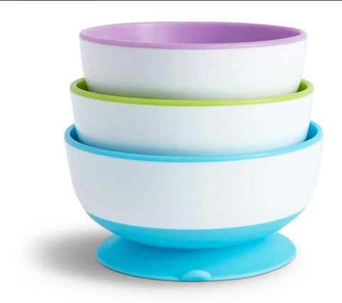 Conjunto Com 3 Tigelas Prato C/ Ventosa Introdução Alimentar Munchkin