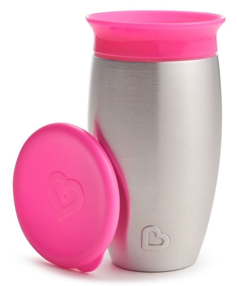 Copo 360 térmico (aço inox) Munchkin - 296ml - ROSA