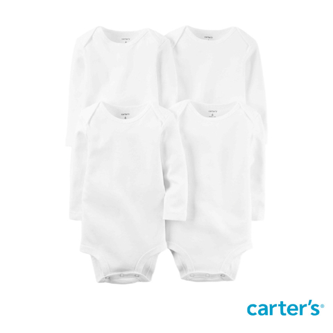 Set Body Carter's Branco Manga Longa c/4