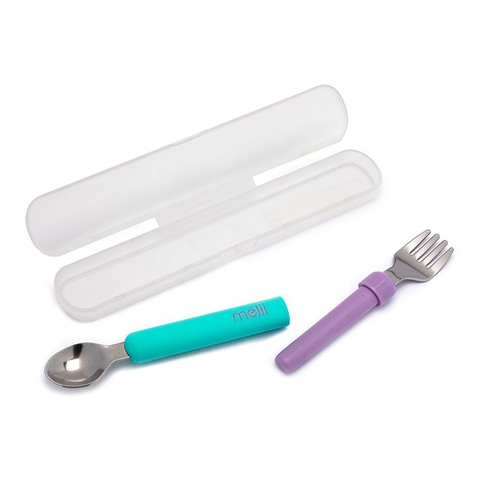 Kit Talheres Infantis Melii com estojo para armazenamento