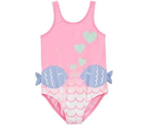 Maiô Carter's Moda Praia Rosa Peixes