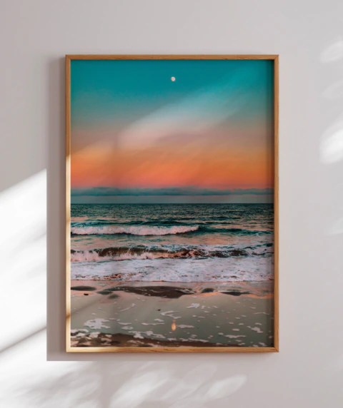 Quadro Decorativo Lua e Praia