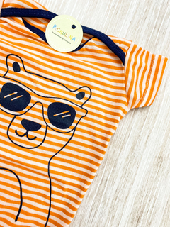 Body Bebé Osito Rayado Naranja (9M)