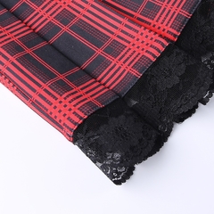 Cinto punk de retalhos vermelho xadrez saia goth vintage sexy jk a line saia plissada alta espera mini saia harajuku grunge y2k
