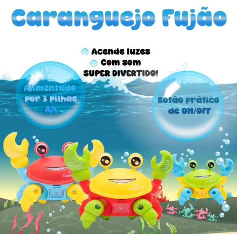 Caranguejo Brinquedo Fujão Musical Dança Som Eletrônico Led