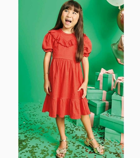 Vestido Infantil Vermelho Kukie Em Malha Elástica na internet