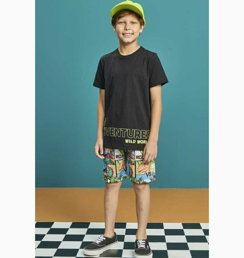 Conjunto Menino Verão Camiseta E Bermuda Em Nylon Ergonomic