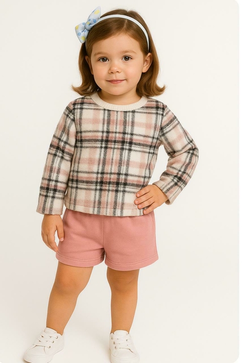 Conjunto de blusão em pelo e Short em moletom kukie - comprar online