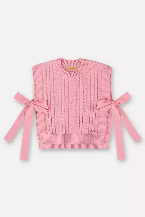 COLETE EM TRICÔ INFANTIL MENINA (ROSA) UP BABY