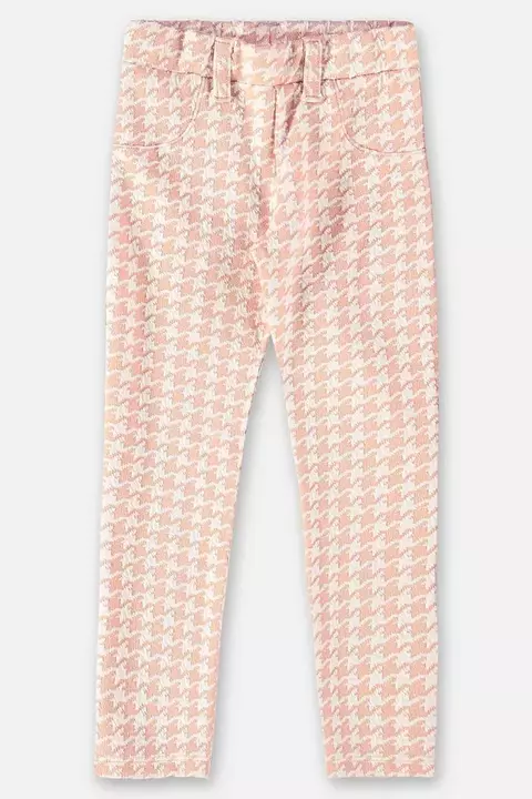 CALÇA EM MALHA JACQUARD XADREZ INFANTIL MENINA (BEGE) UP BABY