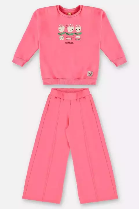 CONJUNTO BLUSÃO E WIDE LEG INFANTIL MENINA (ROSA) UP BABY