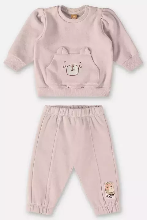 CONJUNTO BLUSÃO E CALÇA INFANTIL MENINA (ROSA) UP BABY
