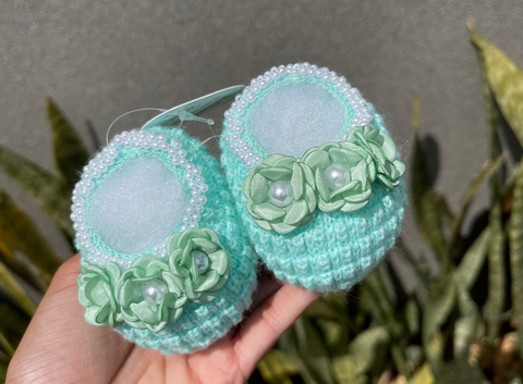 Sapatinho Tricô Verde Perola