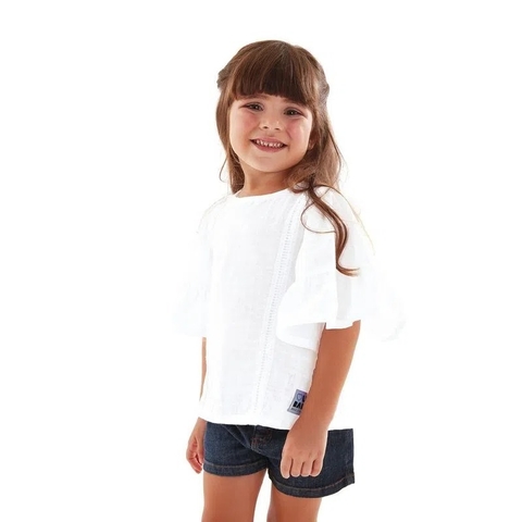 Blusa Infantil Manga de Babado (Branco) Up Baby
