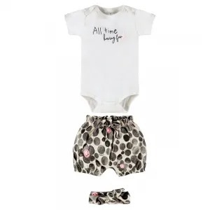 Conjunto Bebê Menina Body/Shorts/Faixa para Cabelo Up Baby
