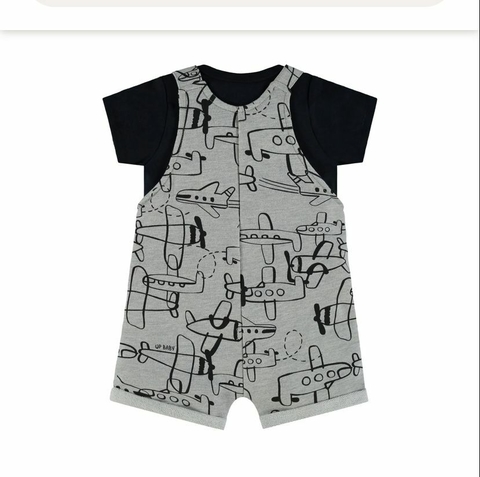 Conjunto Jardineira E Body Bebê (Preto) Up Baby