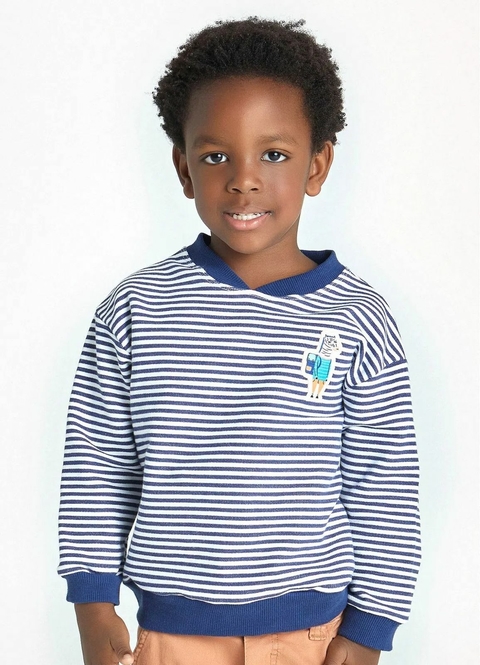 Camiseta Infantil Menino Pequeno Aventureiro – Tam. 1 a 10 anos – Branco e Marinho