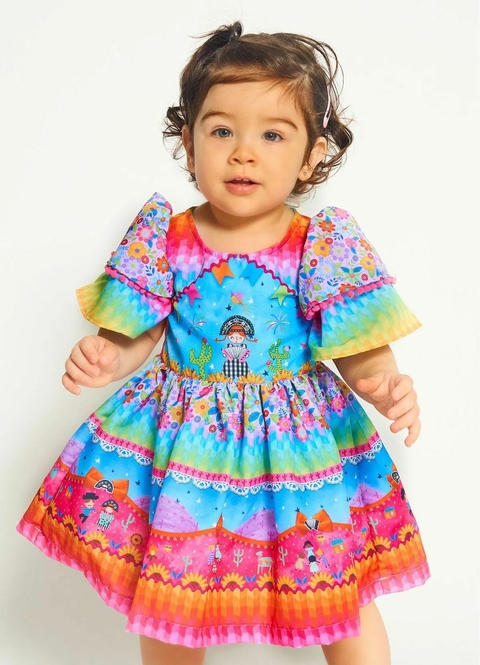 Vestido Infantil Menina Estampa Eu Amo Arraiá –