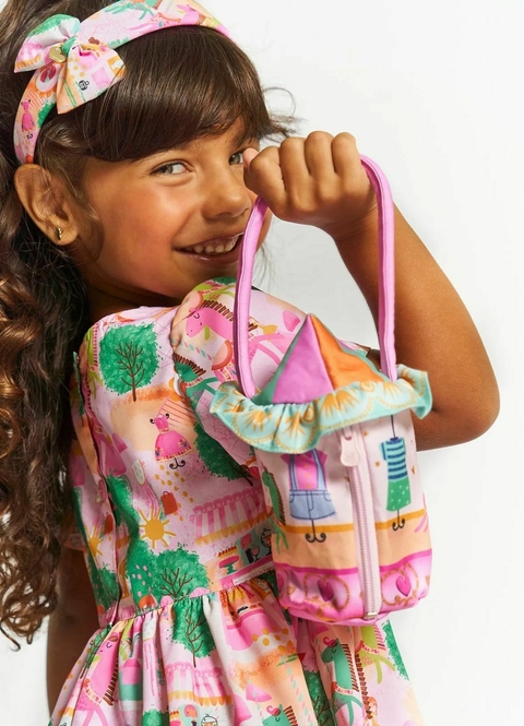 Bolsa Infantil Menina Estampa Cidade Cor de Rosa – Tam. U – Rosa