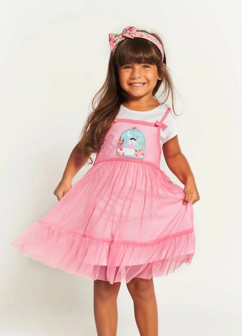 Conjunto Infantil Menina Vestido Duplo Jardim Mágico