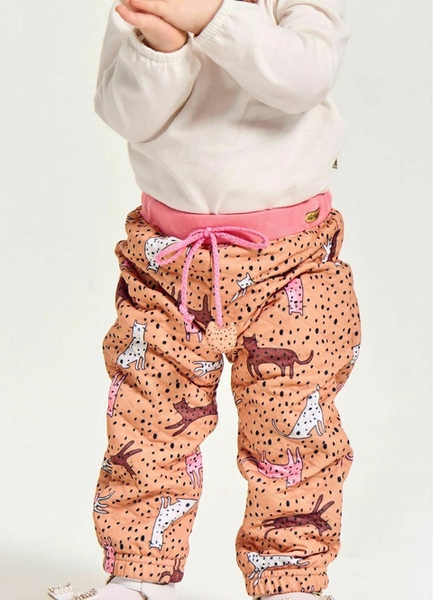 Calça Infantil Bebê Menina Estampa Minha Amiga Oncinha - Tam. 3 a 18 meses – Camelo