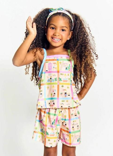 Conjunto Infantil Menina Regata + Short – Tam. 2 a 12 anos – Nude