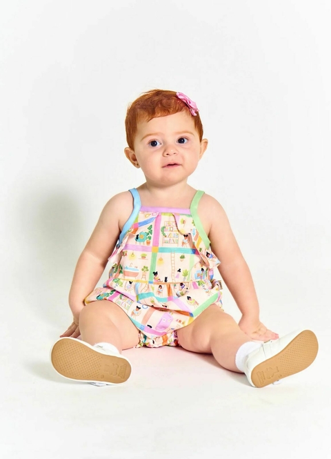 Pimpão Infantil Menina Estampa Casinha – Tam. 3 a 18 meses – Nude