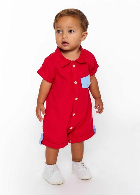 Pimpão Infantil Bebê Menino Estampa Festas de Final de Ano – Tam. 3 a 18 meses – Vermelho