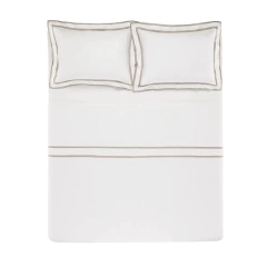 Jogo de Lençol King Trussardi Castello Branco/Nocciola - Casalinda Cama Mesa e Banho