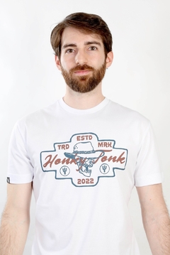 Camiseta Honky Tonk - Cowboy Skull - Branca